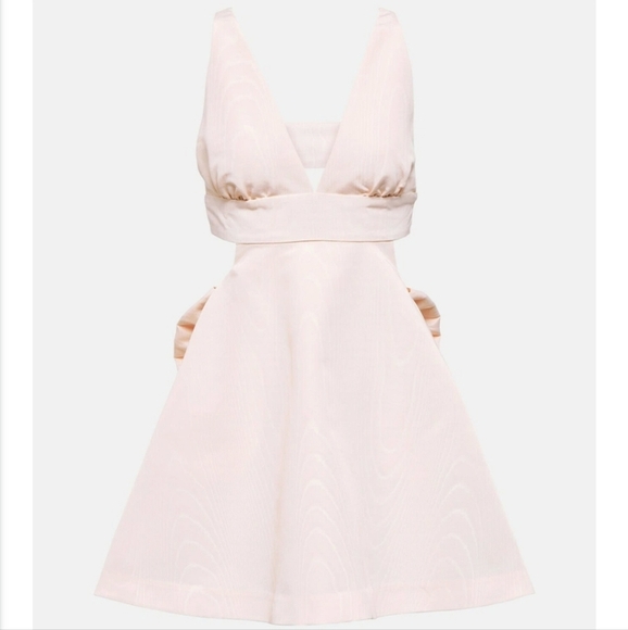 New LoveShackFancy Till Bow Embellished Pink Mist Mini Dress Size 10 NWT - Picture 9 of 14
